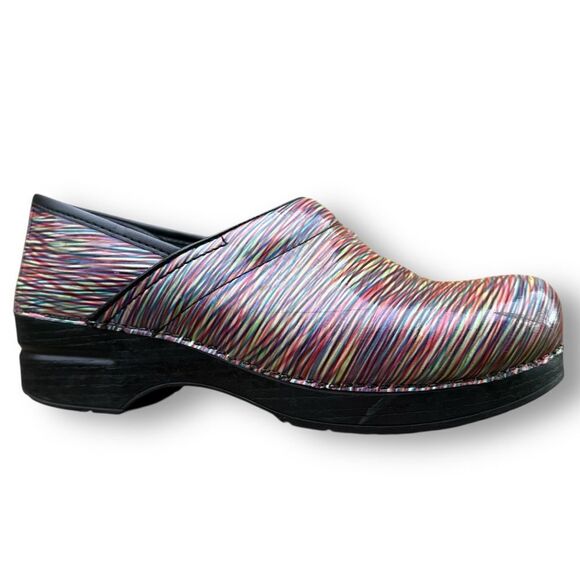 Dansko Multi Striped Professional Patent Leather Clogs Shoes EU 41 / 10.5 - 11 - Picture 1 of 15